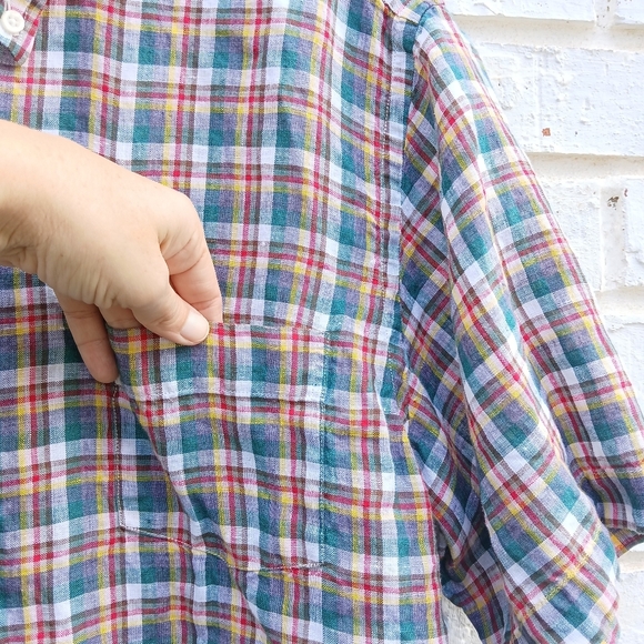 Alan Paine Linen Plaid Shirt Multicolor Large - Picture 3 of 5